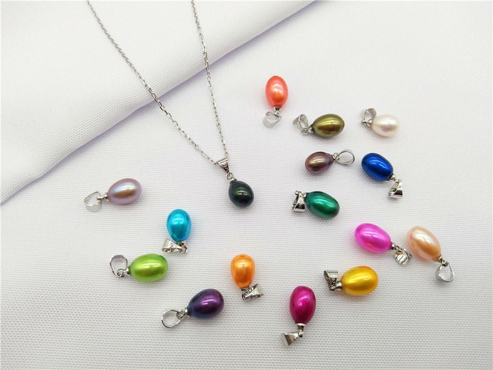 30PCS Drop Pearl Pendants 9-11mm Height Colored Rainbow Freshwater Cultured Oval Pearls