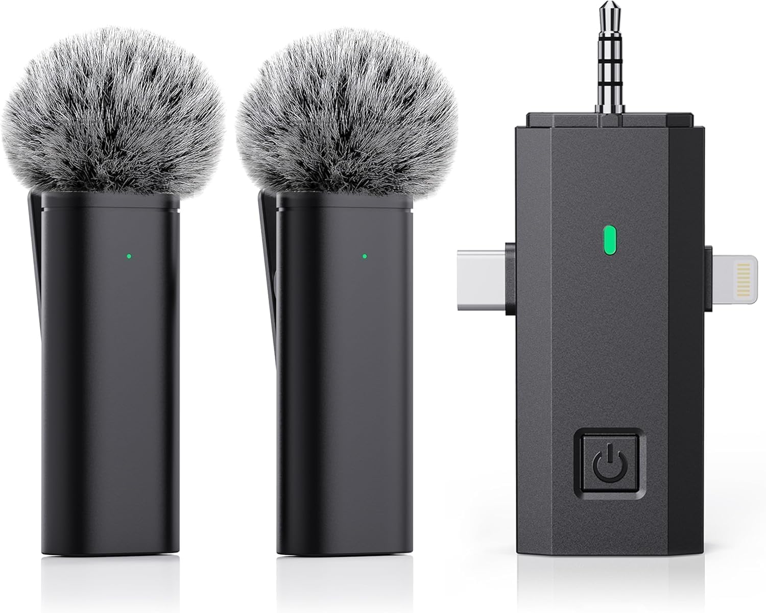 Photo 1 of 3 in 1 Wireless Microphone for iPhone, iPad, Android, Camera, Mini Lavalier Lapel Mic, USB-C Microphone, 2.4G Ultra-Low Delay, Microphones for YouTube,TikTok,Video Recording,Live Streaming,Vlog