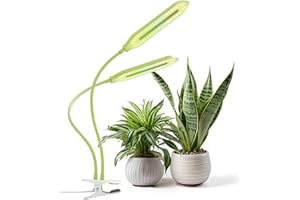 Diivoo Grow Light for Indoor Plants, LED Full Spectrum Dual Head Grow Lamp with Clips, 10 Level Dimmable Brightness & 4 Automatic Timer, Plant Lights with 360 Spin Gooseneck for Potted Flowers, Plant