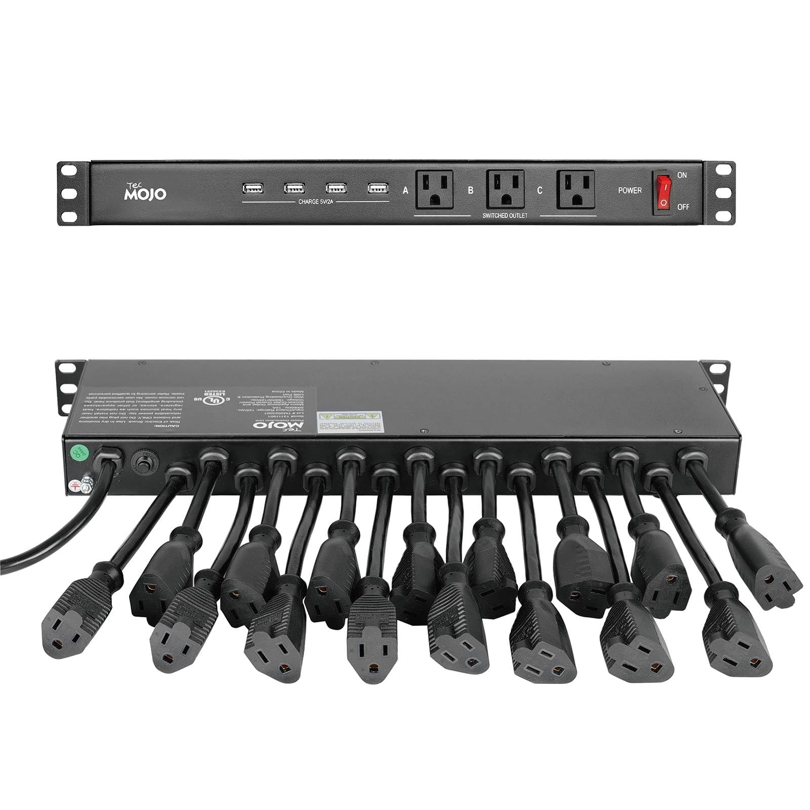 Photo 1 of Tecmojo 1U Rack Mount 19 Outlet PDU Power Distribution Unit Power Strip Circuit Breaker fits 19-inch AV/Network/Server Cabinet/Closet/Enclosure
