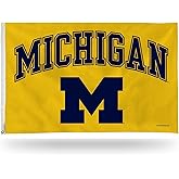 Rico Industries NCAA Michigan Wolverines Arched 3' x 5' Banner Flag Single Sided - Indoor or Outdoor - Home Décor