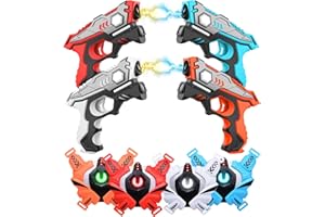 OKKIDY Laser Tag Guns, Infrared Laser Tag Guns with Vests 4 Pack for Kids Adults Indoor Outdoor Group Activity Battle, Teenager Toy for 6 7 8 9 10 11 12 Year Old Christmas Birthday Gift