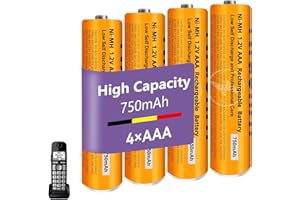 4 Pack NI-MH AAA Rechargeable Battery for Panasonic, 1.2V 750mah AAA Rechargeable Batteries for Panasonic Cordless Phones Han