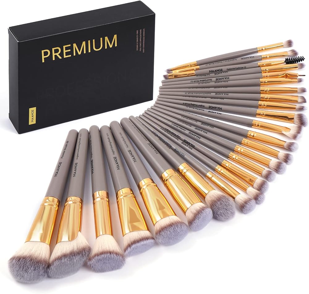 Maange 25Pcs Makeup Brush Set with Gift Box 6 Face 19 Eye Brushes