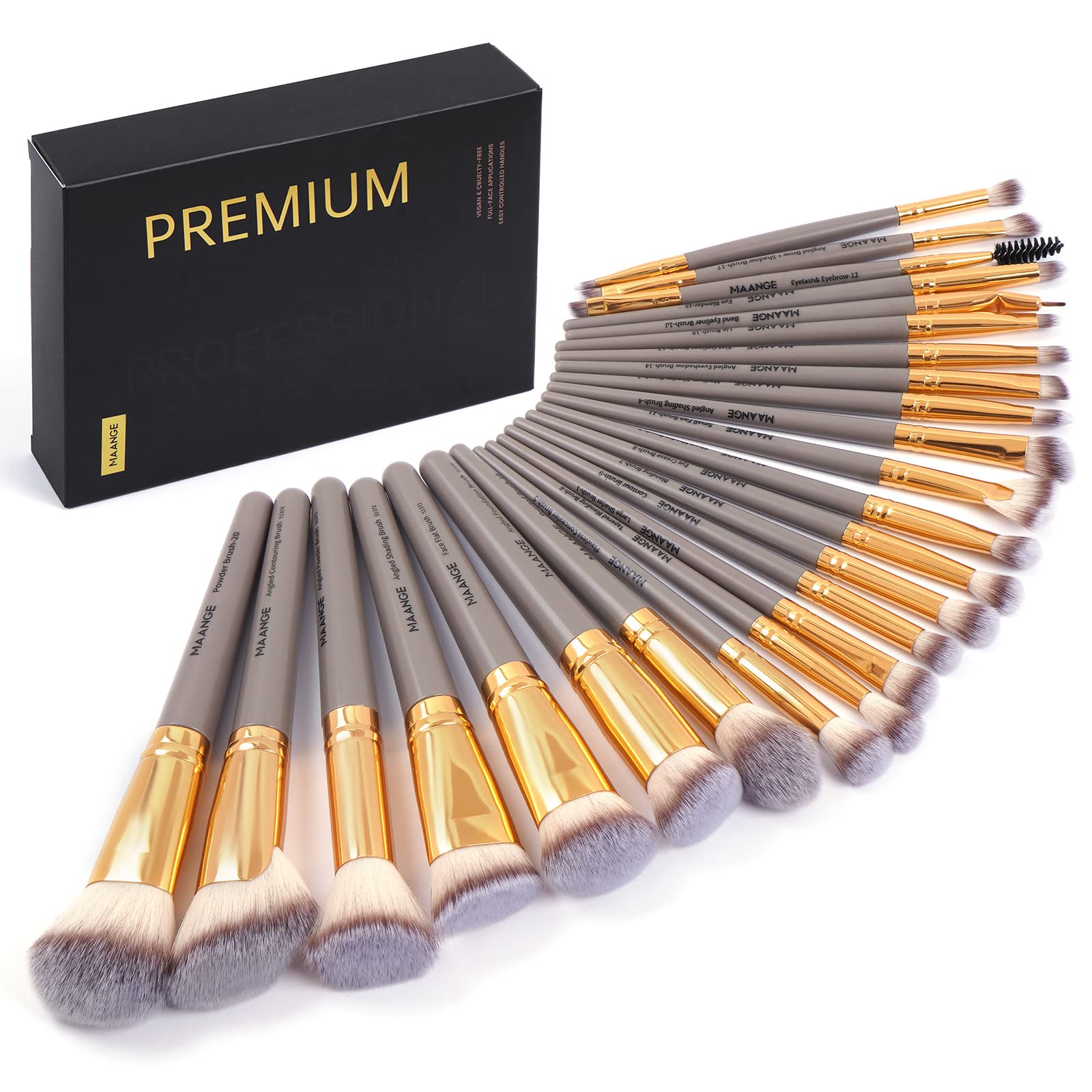 Makeup Brushes, MAANGE 25Pcs Makeup Brush Set Foundation Eyeshadow Blush Brush Blending Concealers Face Powder Eye Make up Brushes Set with Gift Box