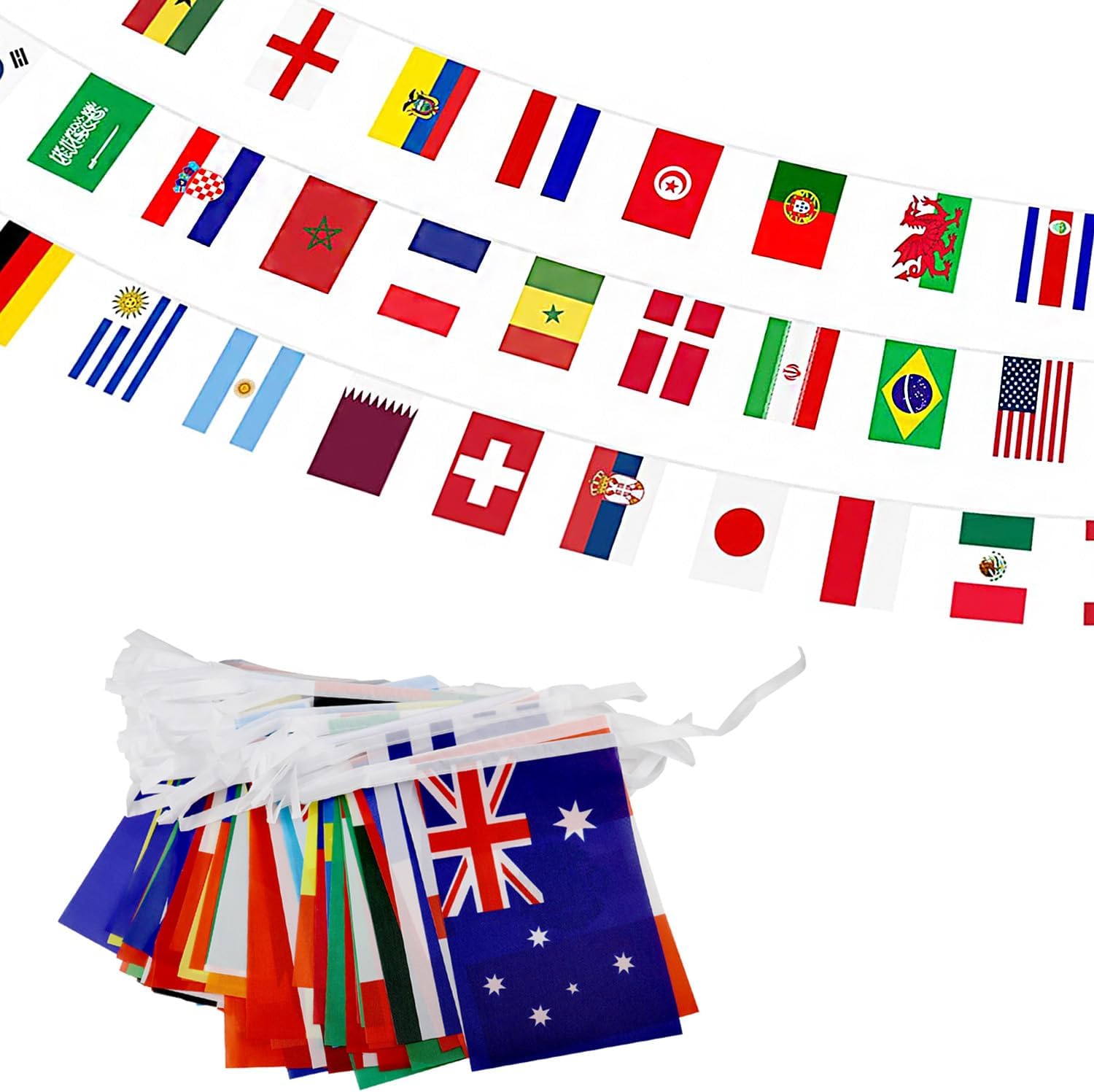 Flags - Premium Quality 95Ft 100 Countries String Flag - Vibrant International Bunting Banners Perfect for Party Decorations, Bars, Sports Clubs, School Festivals, Celebrations