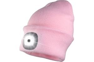 HEAD LIGHTZ Beanie with Light, Warm Knit Hat for Winter Safety, Unisex LED Hat Light Fits Most Men, Women and Kids, LED Beanie Hat Flashlight Stocking Cap Headlamp, Head Light for Outdoor Dog Walking