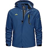 TACVASEN Men's Rain Jacket Lightweight Windbreaker with Hooded Water Resistant Outdoor Raincoat for Hiking Travel Camping