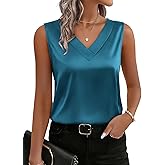 Zeagoo Women's Silk Satin Tank Tops V Neck Casual Camisoles Sleeveless Business Work Blouses Dressy Summer Shirts