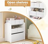 Lestarain 3-Tier Children Storage Unit with 6 Removable Toy Boxes, White view 4