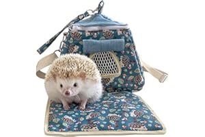 YMID SELECT Portable Outgoing Flannel Hedgehog Carry Carrier Bag House Hideout Habitat Beds for Sugar Glider Hamster Guinea Pig Ferret Squirrel Small Animal Carrier Pouch (Dark Blue)