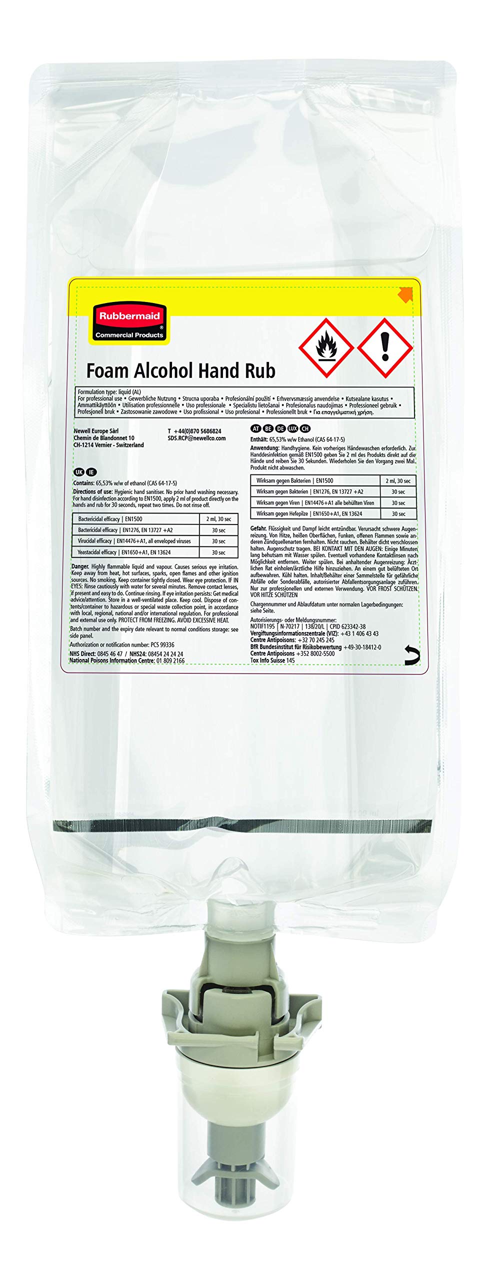 Rubbermaid Commercial Products 1000 ml Autofoam Refill Foam Alcohol Plus Hand Sanitiser 2146691