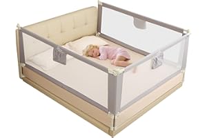BABYALLY Quick Assembled Bed Rail for Baby, Foldable Toddlers Bed Rails, Height Adjustable Bed Rail Guard, Steady and Safty for King Size Bed (2 Sides 78.7"+1 Side 74.8'')