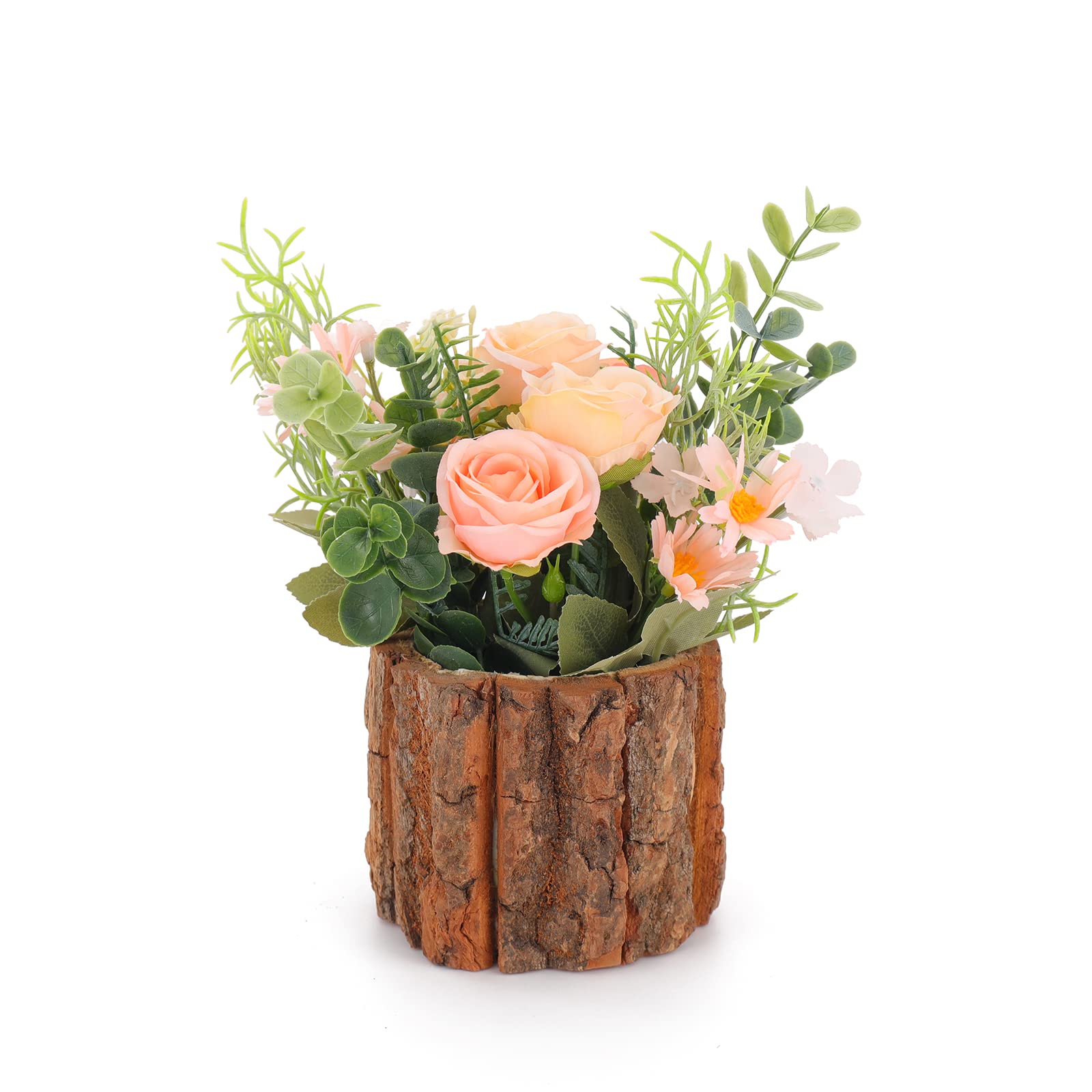 Leixi Artificial Flowers with Pot, Combination of Fake Silk flowers and Greenery,Small Plant Potted Decor for window box,Office,Bookshelf,Bedroom, Living Room,Party,Wedding Decorations (Ligth Pink)
