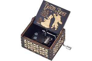 Ddjbdb Beauty Music Box Beast, 18 Note Mechanism Antique Carved Wooden Hand Crank Musical Box Crafts,Valentine Christmas Birthday Gift for Her Wife Girlfriend