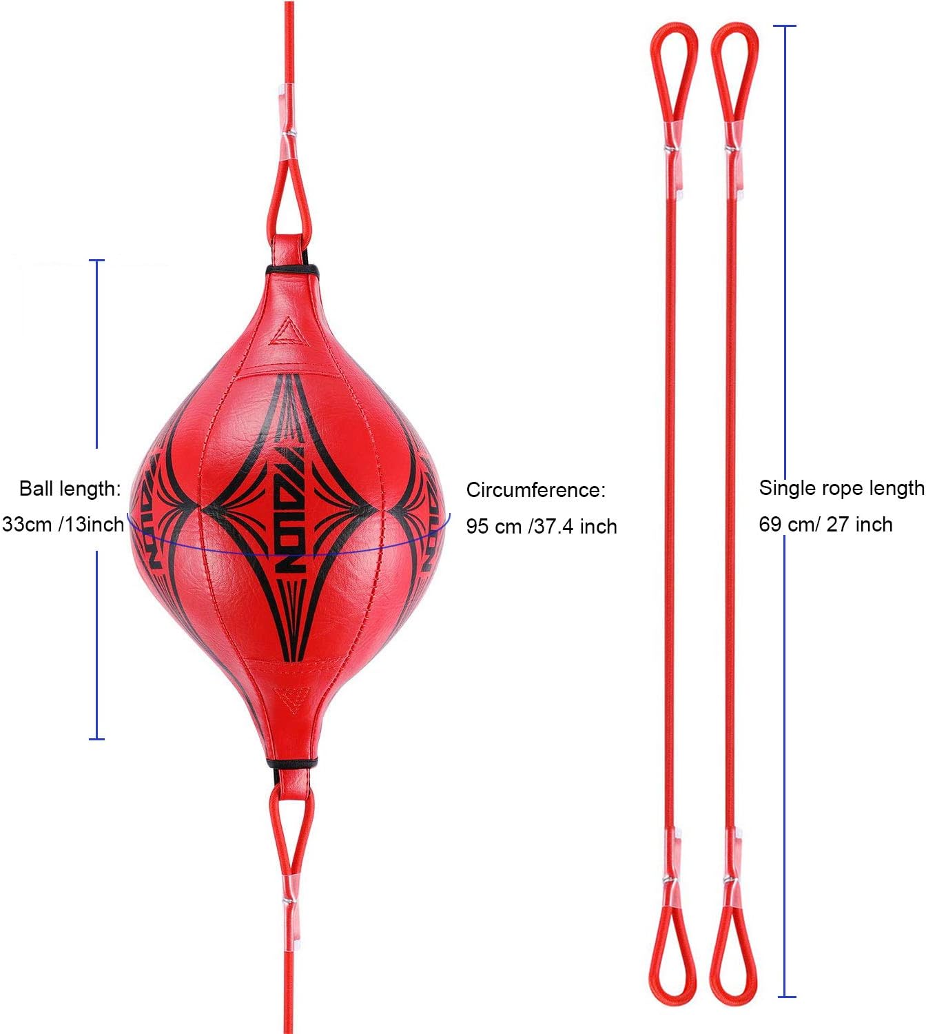 Opliy Double End Ball, Boxing Speed Ball Leather Boxing Ball with Pump Speed Dodge Ball Include 2pcs Ring Locking for Gym MMA Boxing Sports Punch Bag (Red) : Sports & Outdoors