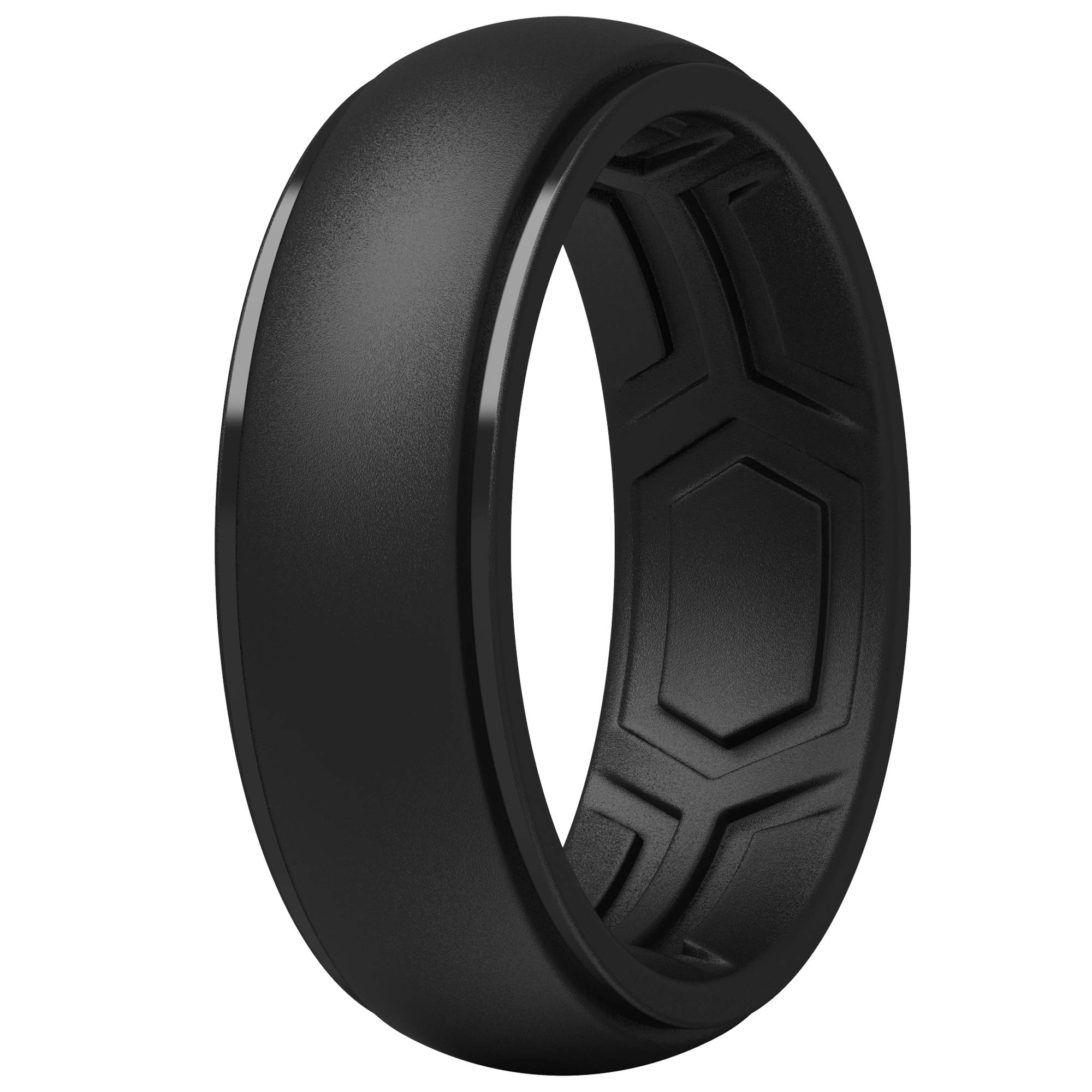ThunderFit Silicone Rings for Men - 7 Rings / 4 Rings / 1 Ring - Breathable Edition Step Edge Rubber Engagement Bands - 8.4mm Width - 2.2mm Thickness
