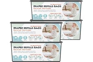 ZIPPLAND Diaper Pail Refills Bags with 30 Bags Compatible with Genie Easy Roll Signature and Platinum Diaper Pails, 7-Layer Odor-Barrier Technology, 4 Pack (120 Bags)