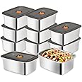 10 Pack Stainless Steel Food Storage Containers with Lids, 50oz/1500ml Metal Meal Prep Container Reusable Snack Containers Bo