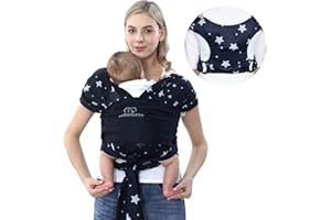 COTTONBEBE Baby Wraps Carrier, Adjustable Carrying Wrap for Newborn to Toddler 8-35 lbs, Breathable Infant Wearing Carriers for Boys & Girls Babies (Blue)