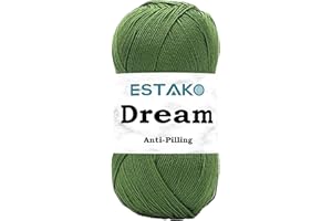 Estako Dream, 100% Microfiber Acrylic Yarn, Soft, Super Fino/Fingering Weight (1) for Crochet and Knitting 3.5 Oz (100g) / 382 Yrds (350m) (74023 - Green)