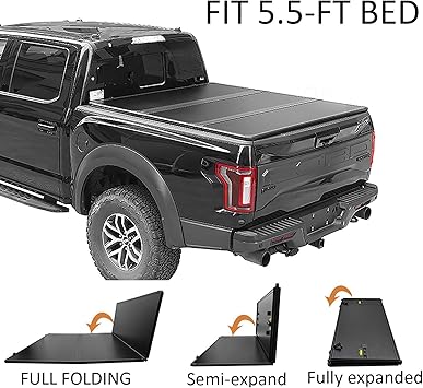 Amazon Com Carmocar Hard Tri Fold Tonneau Cover Replacement For 2015 2020 Ford F 150 Styleside 5 5 Black Truck Bed Cover Automotive