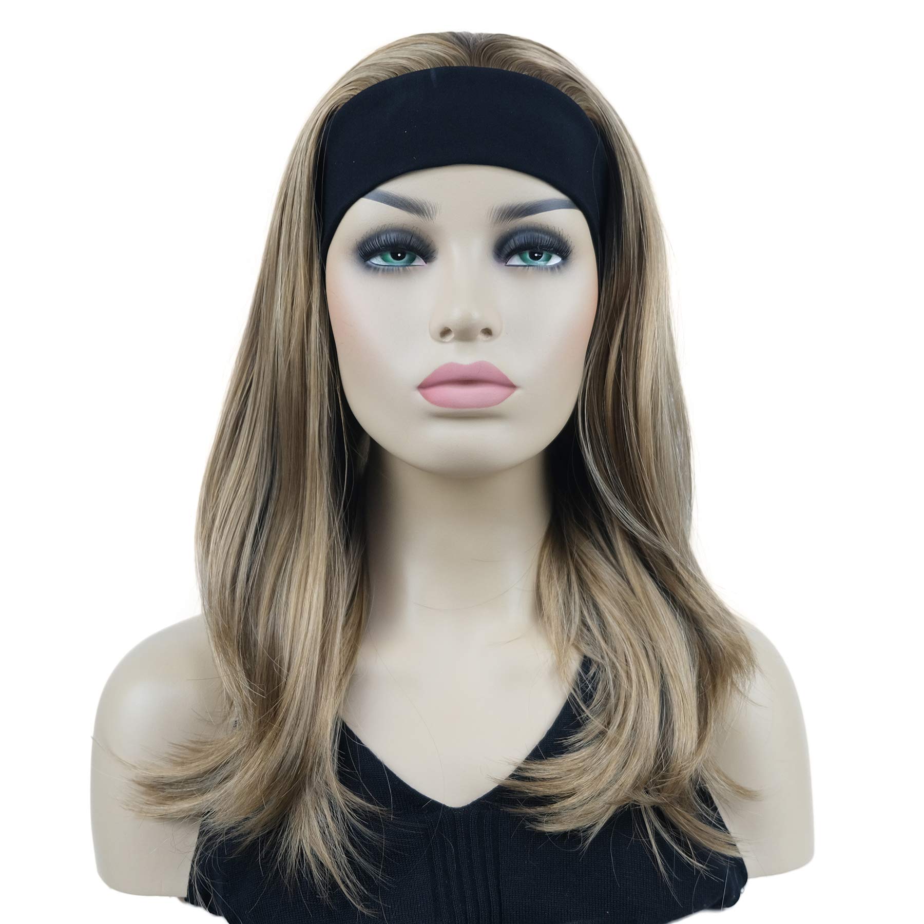 Lydell Long Straight Wavy Hair Wigs Headband Synthetic Wigs (Golden Reddish Brown)