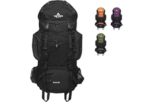 TETON SPORTS Teton 55L Scout Internal Frame Backpack for Hiking, Camping, Backpacking, Travel, Rain Cover Included, Black