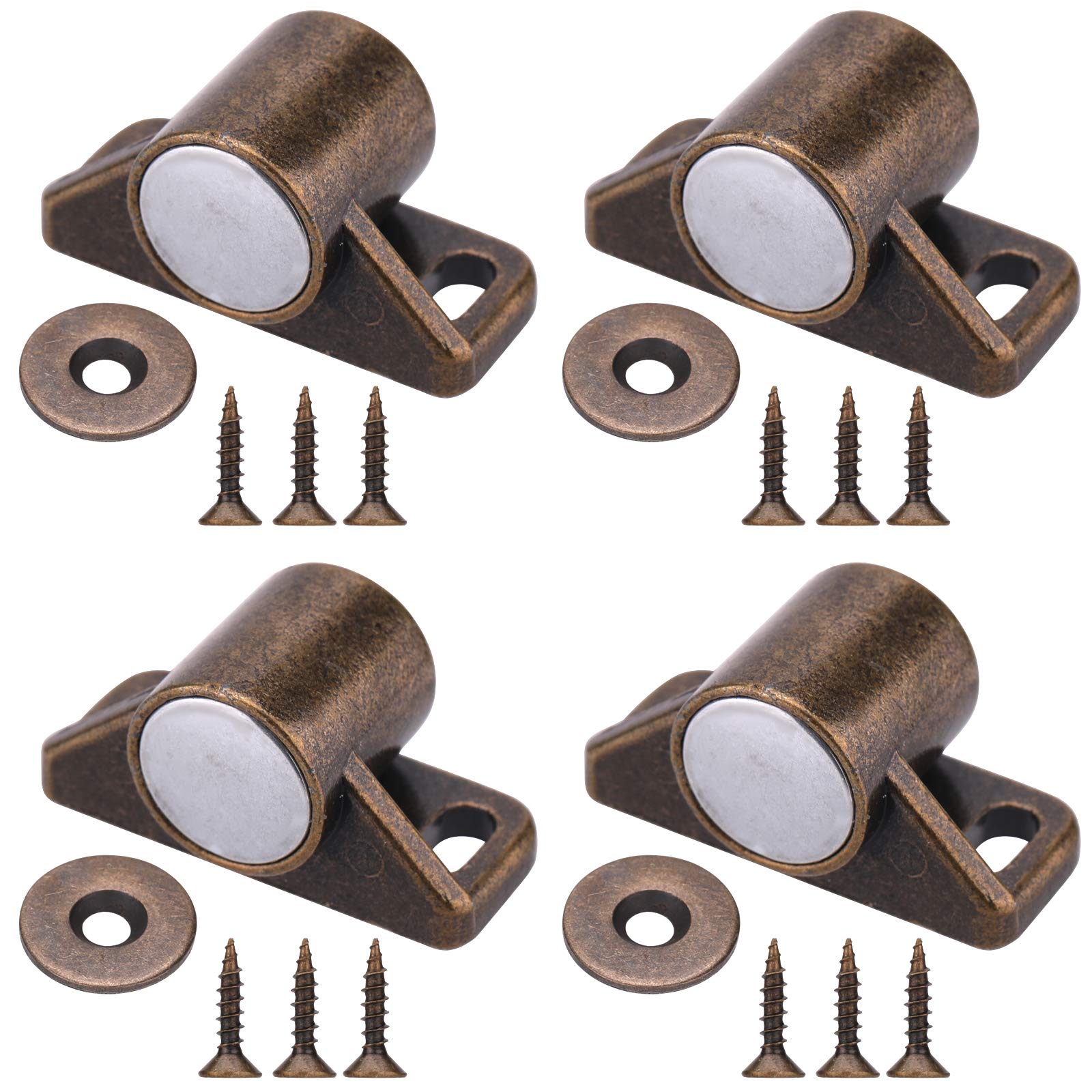 LUTER 4 Pieces Magnetic Door Catches Cabinet Door Magnets with Stainless Steel Screws for Kitchen Cabinet Closer Sliding Door Closure Cupboard Closet (Bronze)