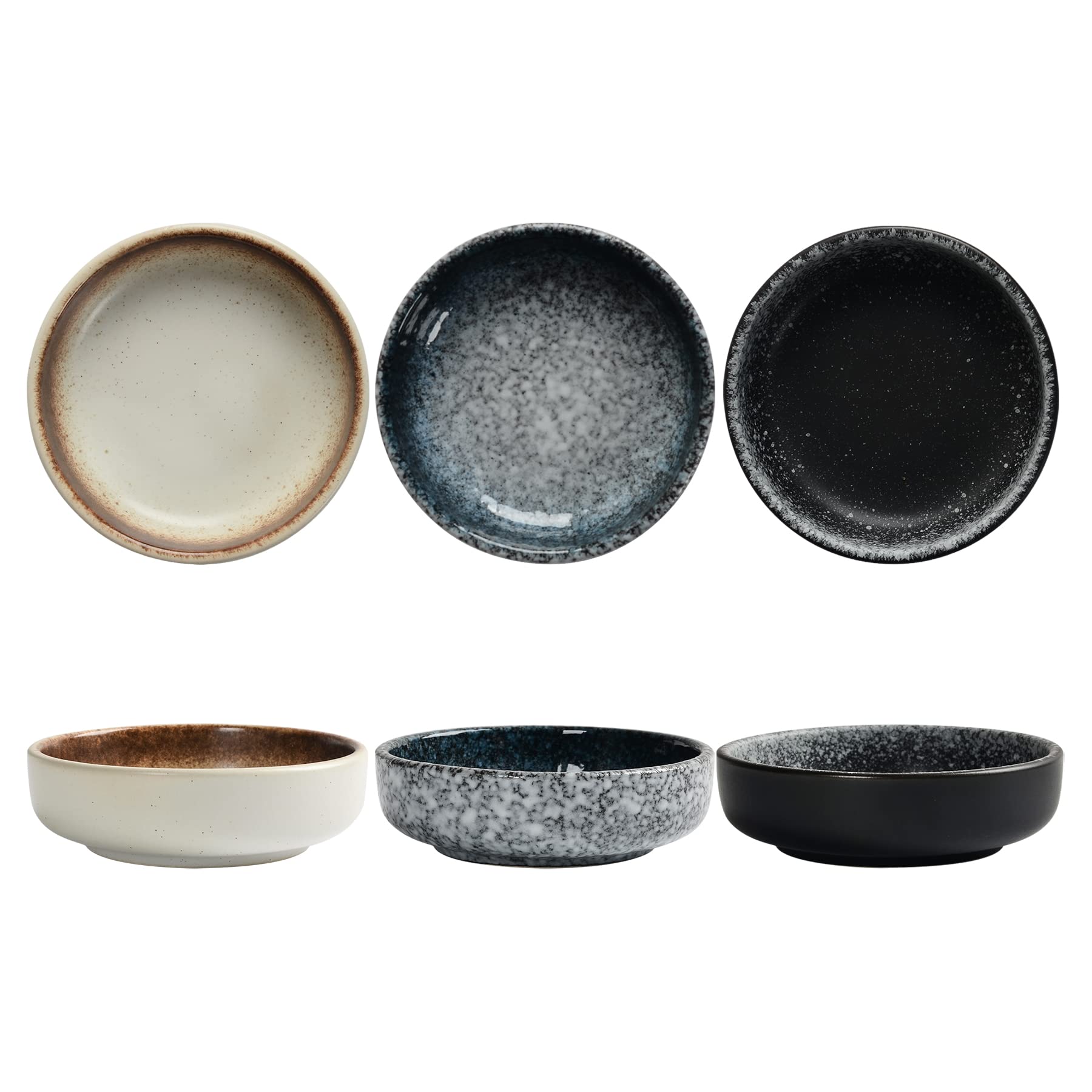 Photo 1 of Ceramic Soy Sauce Dish set, Dipping Bowls Set of 6, Chip and Dip Bowls, Japanese Style 3 oz Round Small Dish for Dipping Sushi Tomato Soy Sauce Dish Condiment Finger Dishes