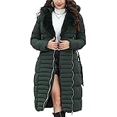 Bellivera Women's Puffer Jacket Lightweight Quilted Hooded Long Down Alternative Coat with Belt