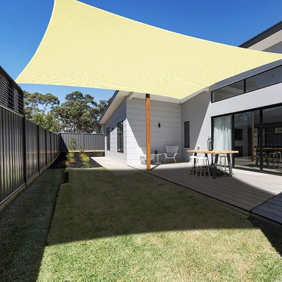 Ankuka 3m x 4m Rectangle Sun Shade Sail Water Resistant Outdoor Garden Patio Cream Sun Sail