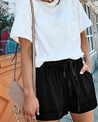 BTFBM Women 2024 Casual Shorts Solid Color Elastic