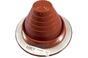 Dektite #3 Red Silicone Metal Roof Pipe Flashing, High Temp, Round Base, Pipe OD 1/4" - 5"