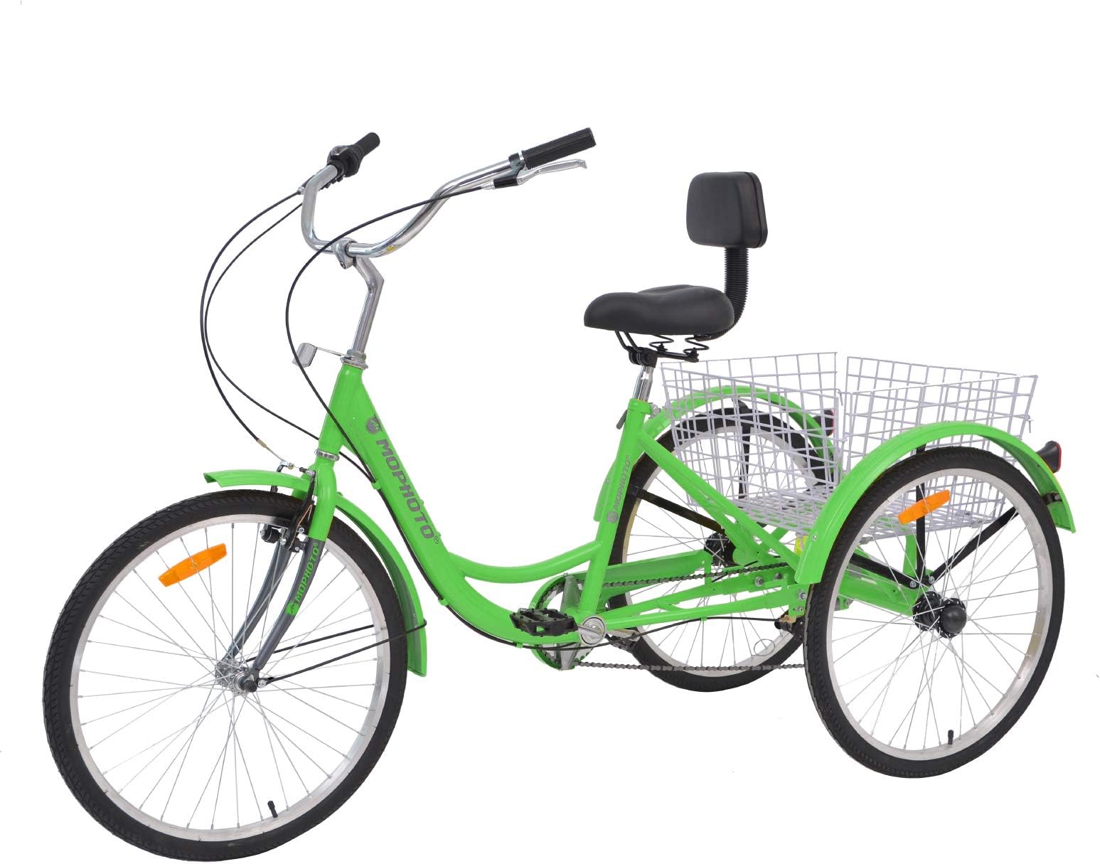 MOPHOTO Adult Tricycle 1/7 Speed Three Wheel Bikes for Adults, Meridian 26 Adult Tricycle for Men/Women/Seniors