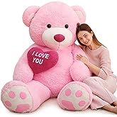MaoGoLan Giant Teddy Bear 6 Feet- I Love You Red Heart Big Pink Teddy Bear Stuffed Animal - Huge Valentines Teddy Bear for Girlfriend,Boyfriend,Wife,Lover - Anniversary, Birthday