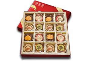 Laumière Gourmet Fruits – Lunar New Year Collection - Square (16 Pcs) – Gong Xi Fa Cai – Chinese New Year Good Luck Candy – Premium Dry Fruits and Nuts Gift Box - No Added Sugar - Gluten Free Basket