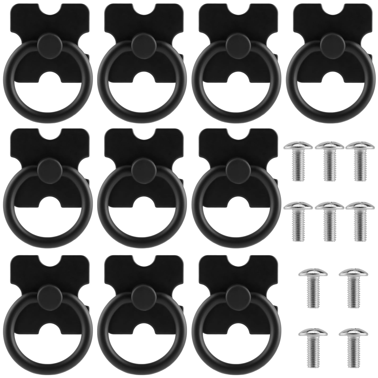 YUENPUN 10 PCS Black Drawer Handles and Ring Pull, Vintage Drawer Knobs Ring Pull Handles, Wardrobe Handles ​for Dressers, Cabinets, Cupboard, Wardrobe