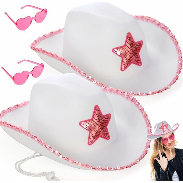 Amazon.com: Coume 6 Pcs Pink Cowboy Hat - Cowgirl Hats Pack  display picture 1