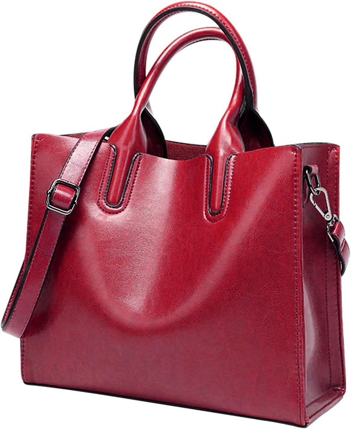 Fantastic Zone Oil Wax Leather Women Top Handle Satchel Handbags Shoulder Bag Purse Messenger Tote Bag