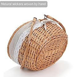 Wicker Picnic Basket with Removable Liner Empty