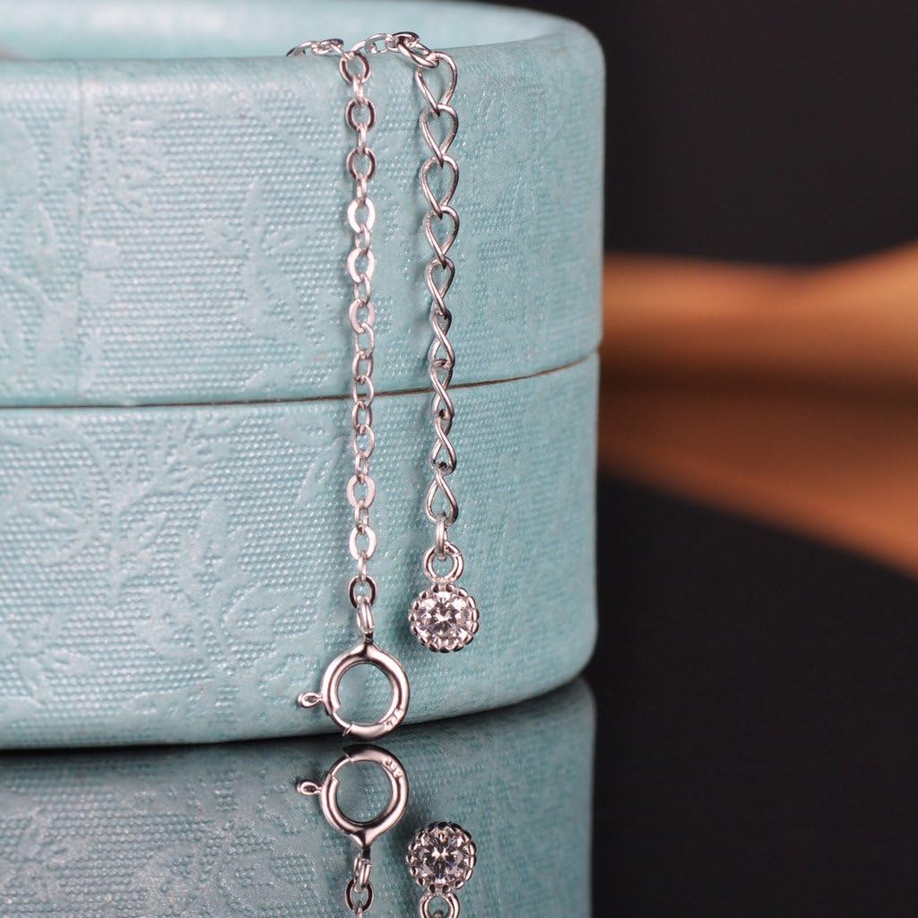 Yumilok 925 Sterling Silver Cubic Zirconia Women Charm Bracelet Snowflake Link Bracelet Hand Chain with Extension - Image 5