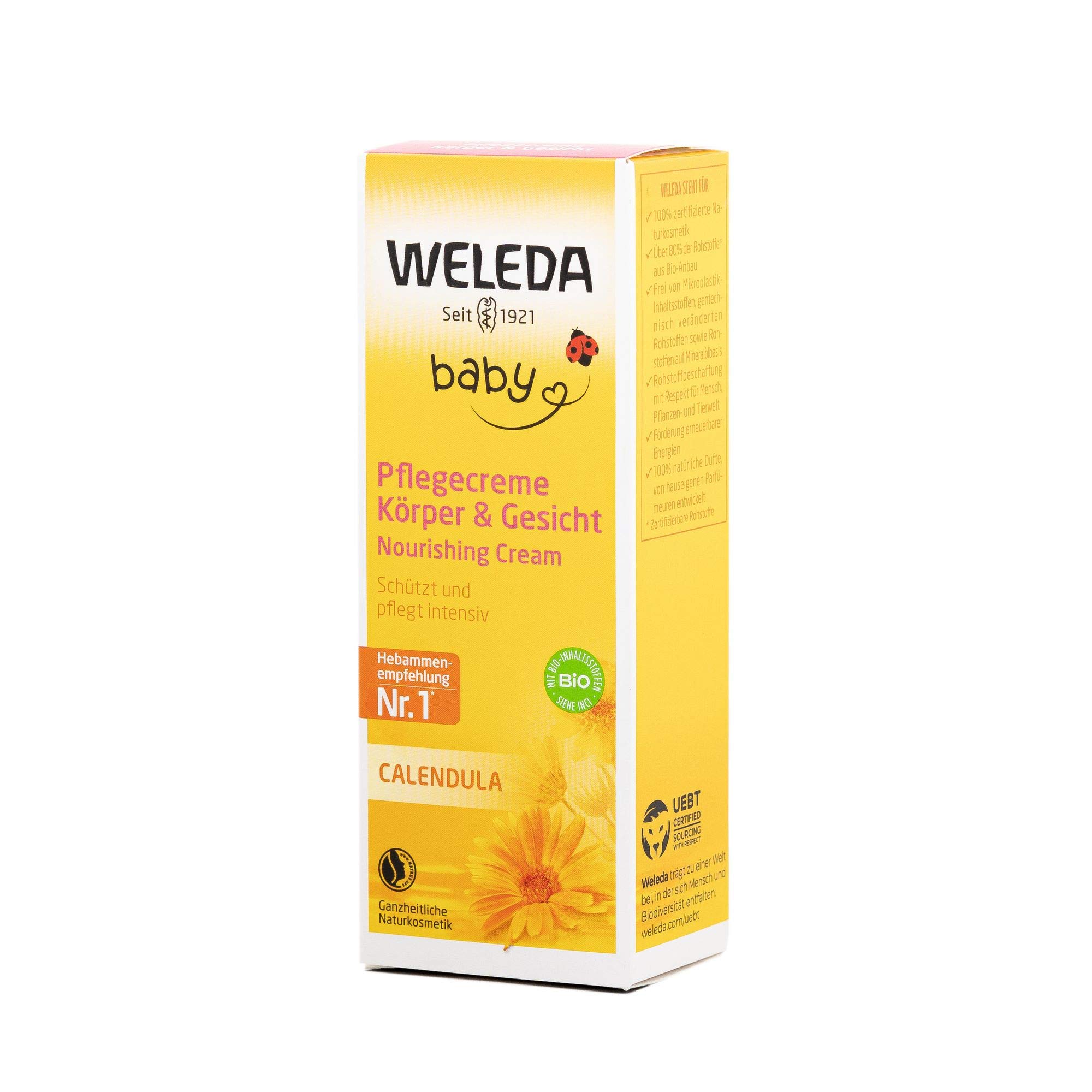 WELEDA Baby Calendula Natural Cosmetics Body Care for Care and Soothing Dry Skin, Rich Moisturising Cream for Babies and Children (1 x 75 ml)