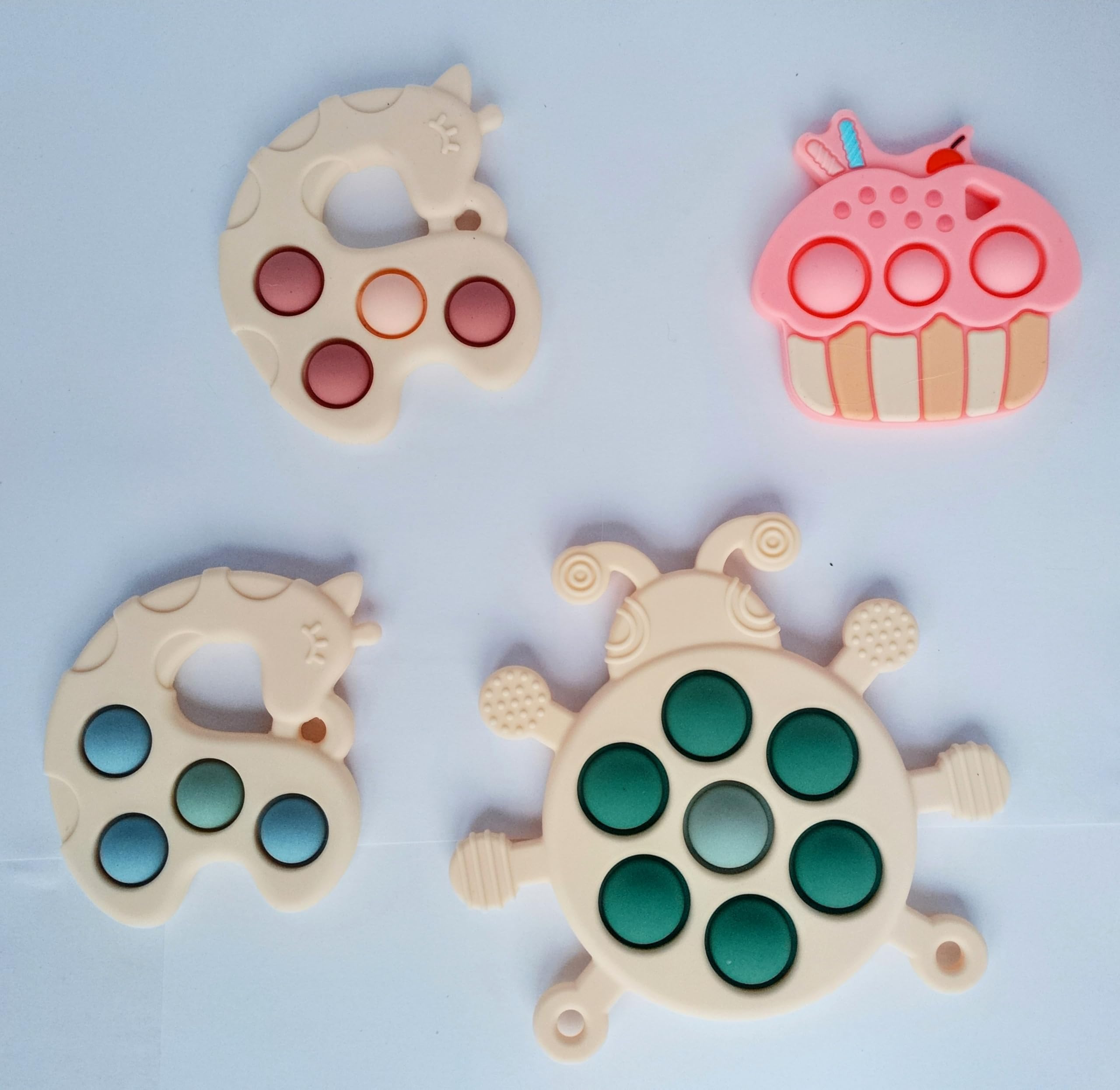 Silicone Popper Sensory Toy for Babies & Toddlers (Giraffe - Blue)