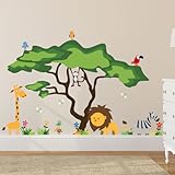 Timber Artbox Cute Animals In the Jungle Wall Decals - Giant Bright Stickers to Put A Smile on Kids & Toddlers