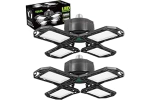 TDLOL Led Garage Lights 2 Pack 100W 12000Lm 6500K CRI85 Bright Deformable Trilights Tri Garage Light Ceiling Led Shop Lights Garage Bulb for Basement Led Garage Lighting E26/E27