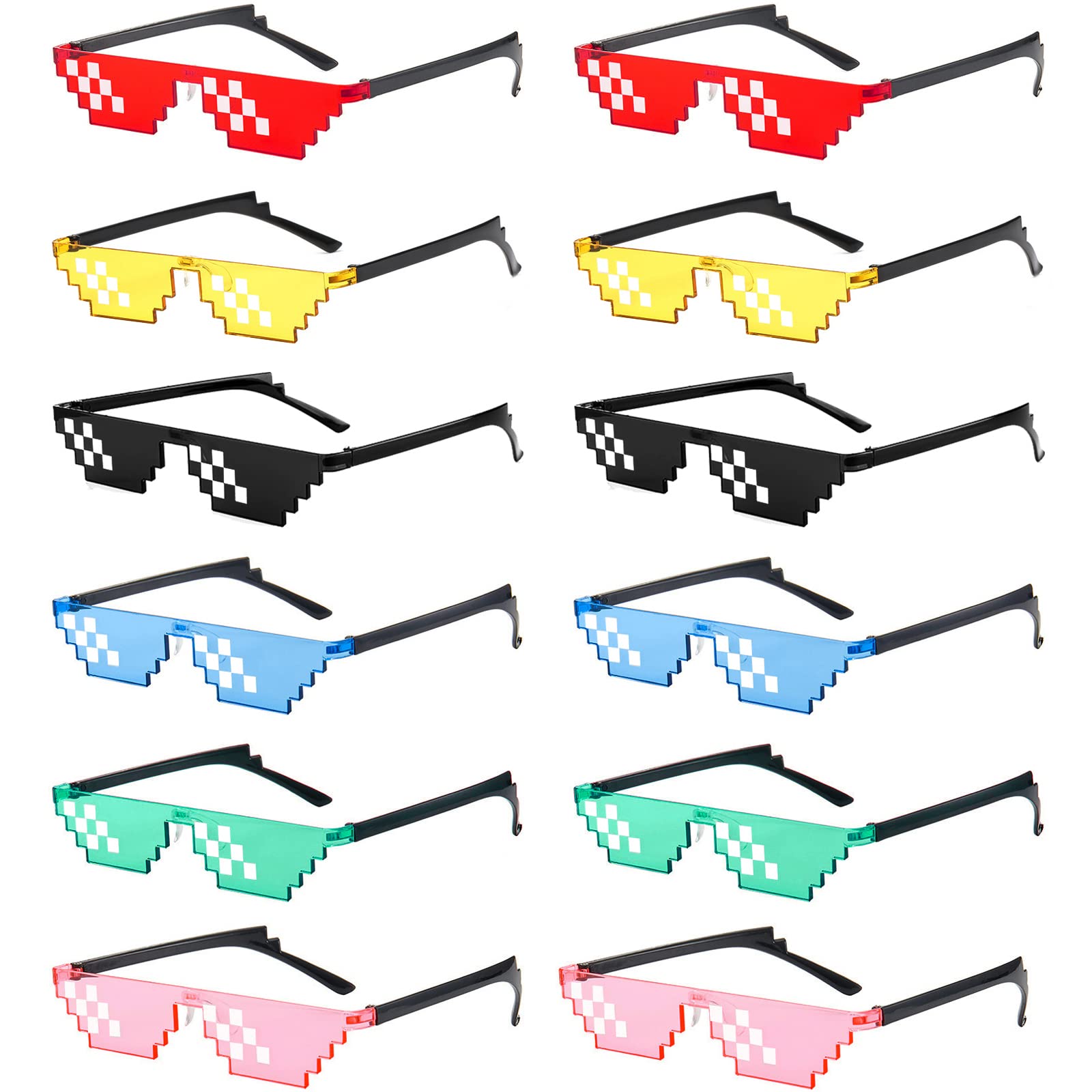 12 Pack Unisex Thug Life Party Sunglasses Bits Style Pixel