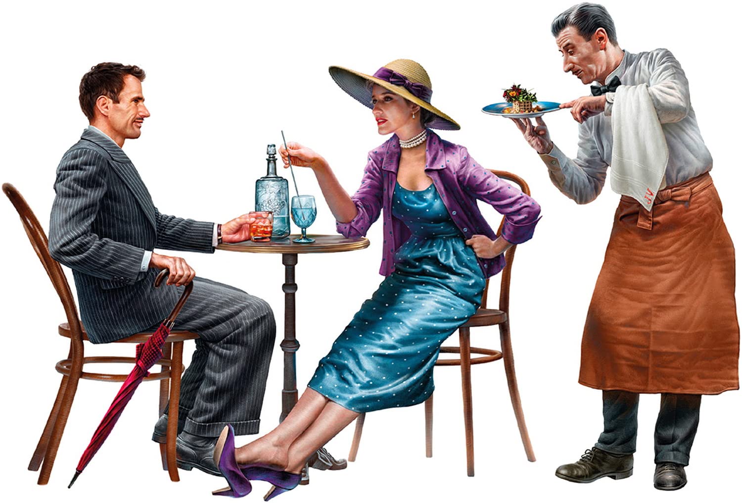 Miniart 1:35 - French Civilians in Cafe 1930-40's, Molded Color