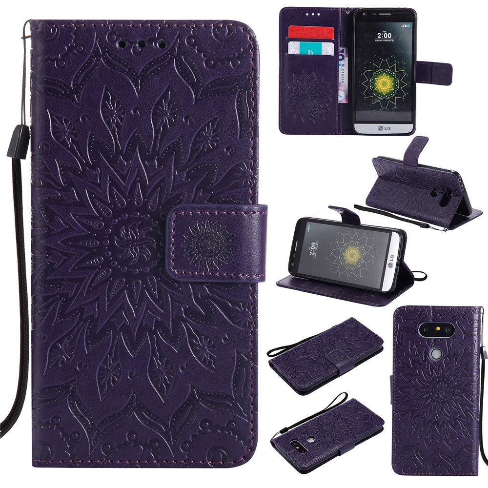 Best magnetic wallet phone case lg g5 purple