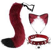 QinRuan Faux Fur Cat ears and Tail & Bell Collar Set Anime Cosplay Party Costume Accessories